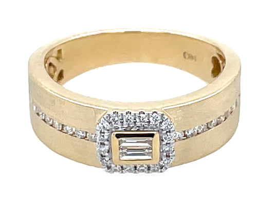 Diamond Baguette Halo Cigar Band, 6.2mm, Satin Finish