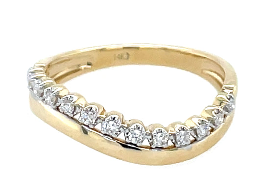 Diamond 2 Row Wavy Offset Ring