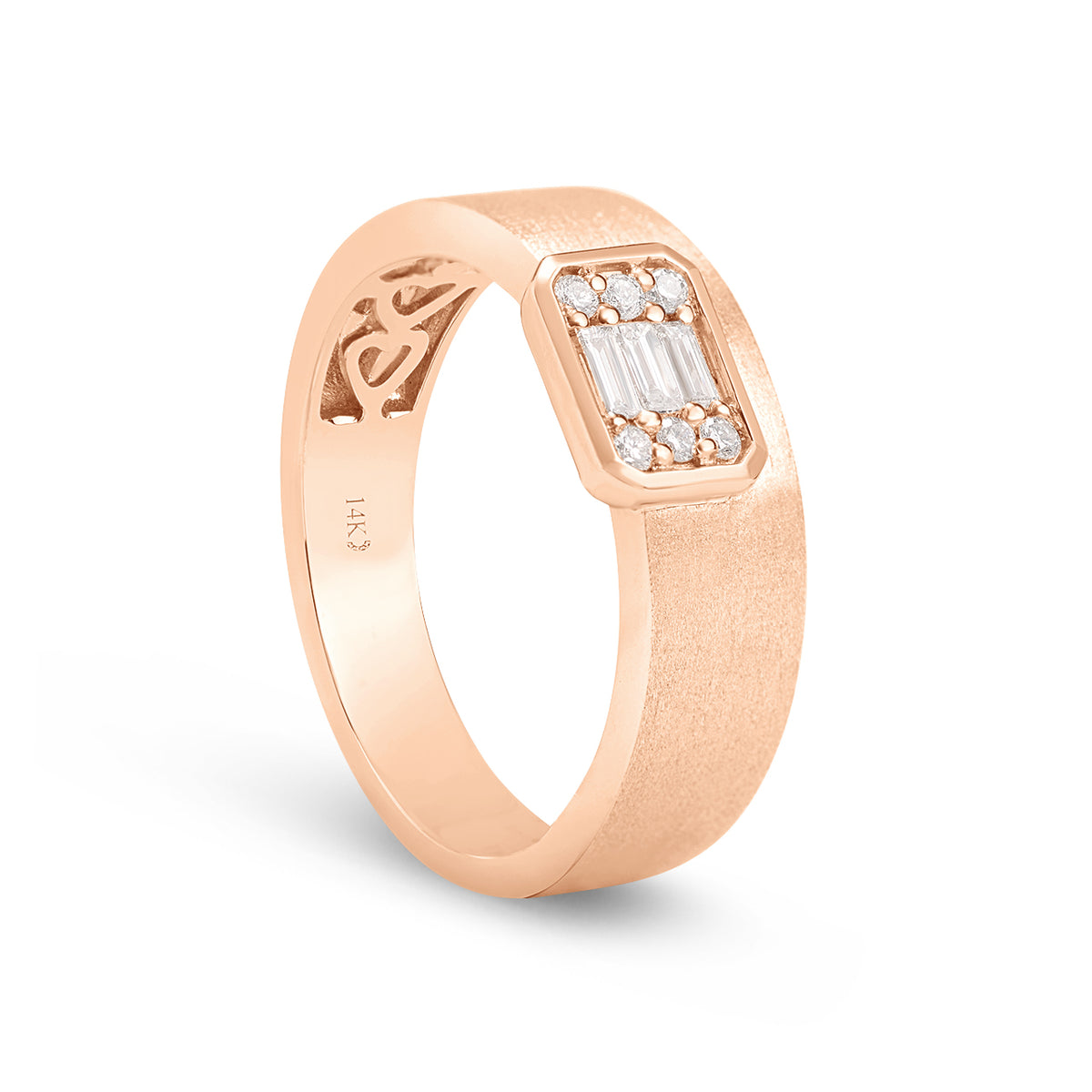 Diamond Emerald Cut Cluster Offset Ring