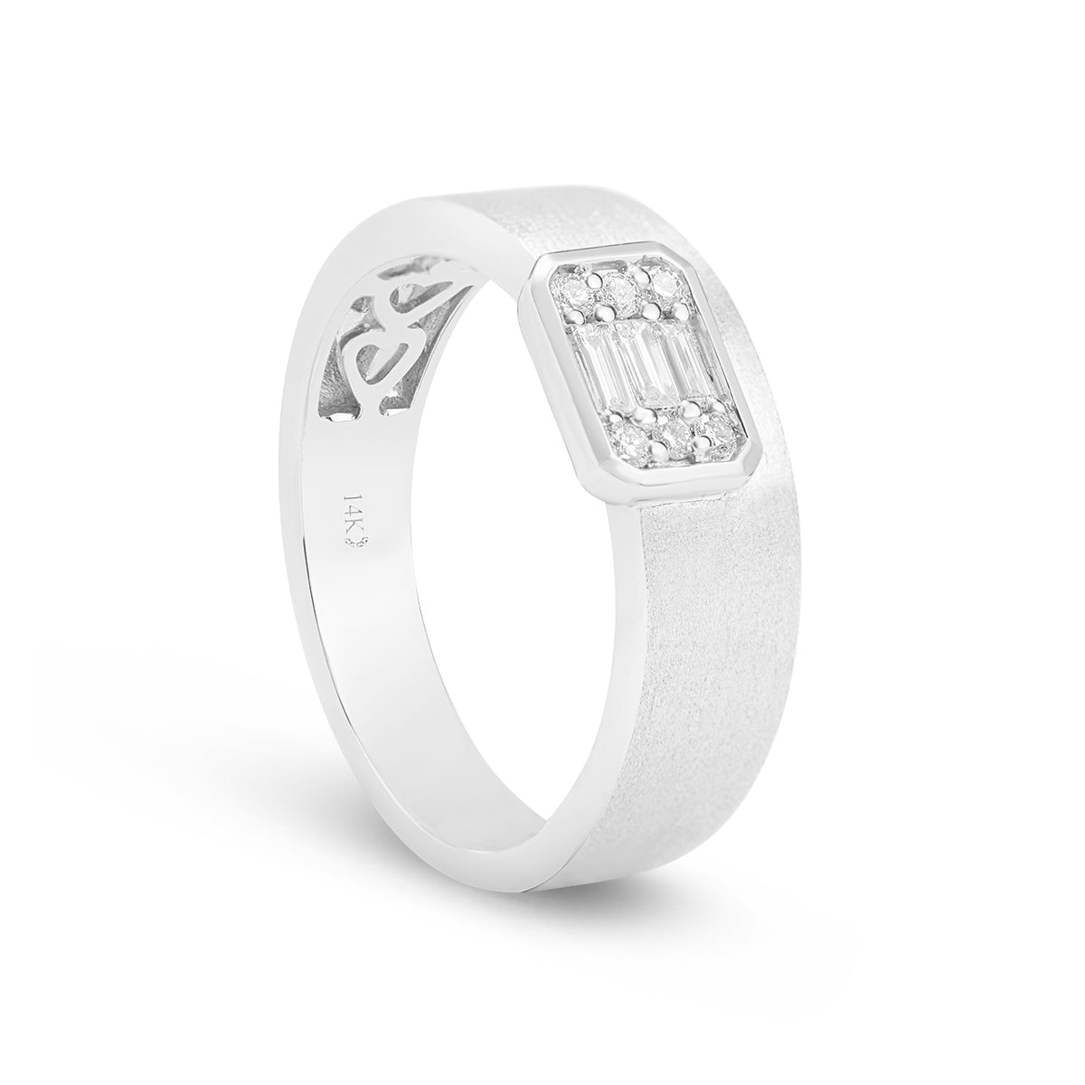 Diamond Emerald Cut Cluster Offset Ring