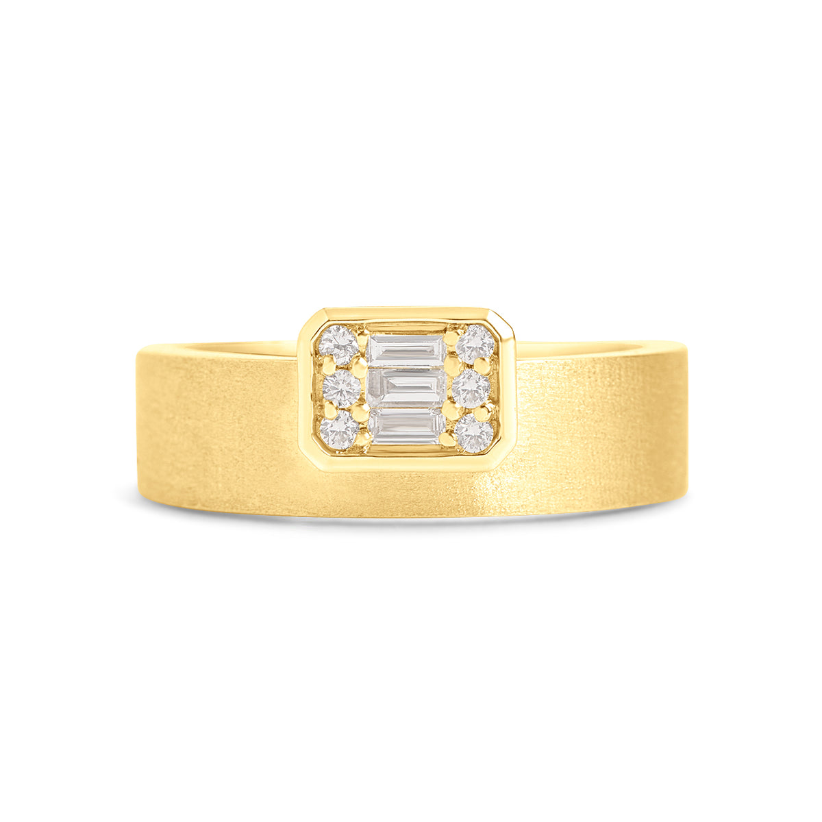 Diamond Emerald Cut Cluster Offset Ring