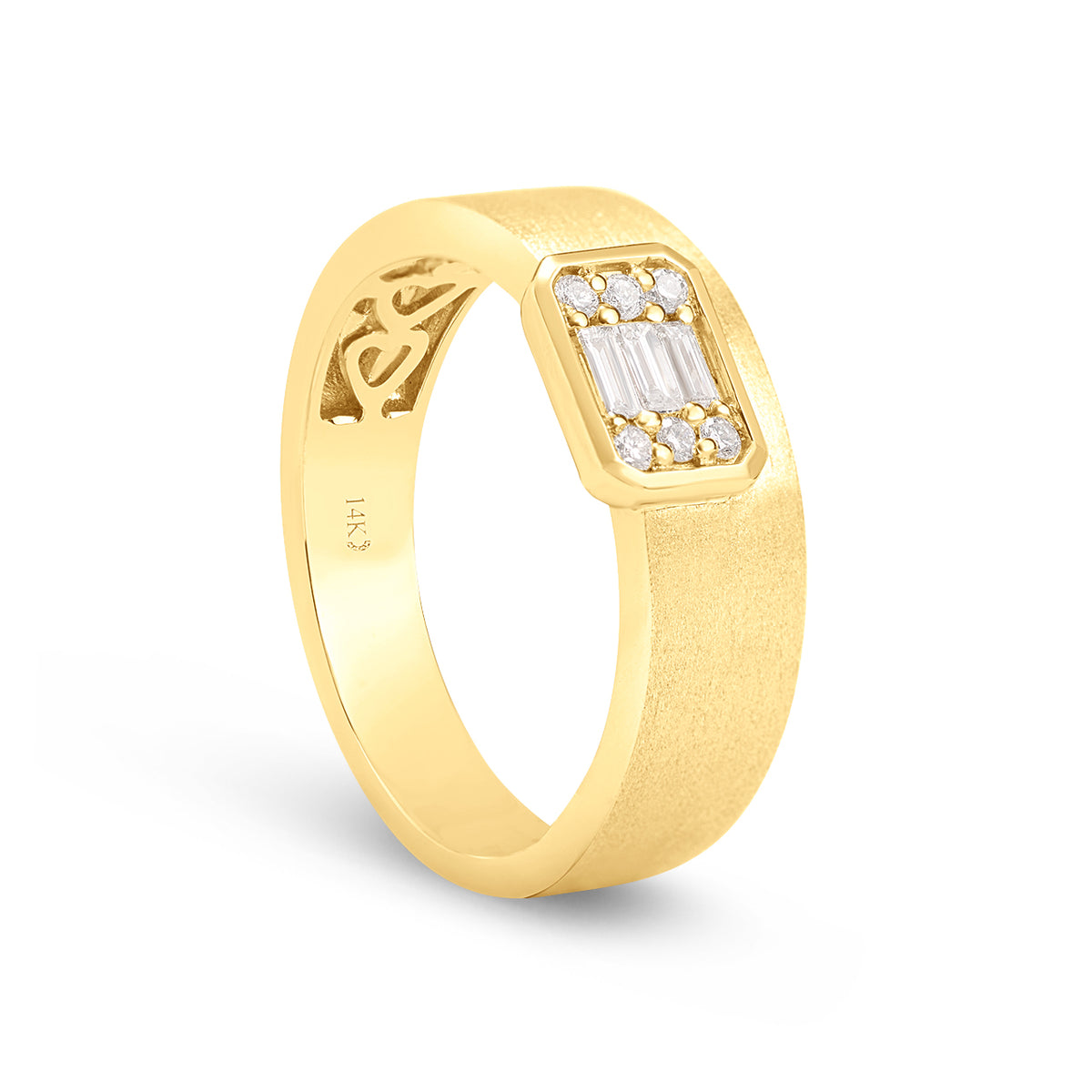 Diamond Emerald Cut Cluster Offset Ring