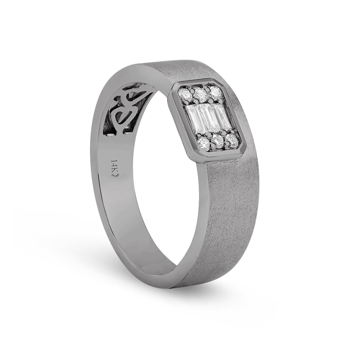 Diamond Emerald Cut Cluster Offset Ring