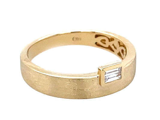 Diamond Baguette Cluster Offset Ring, 6mm, Satin Finish