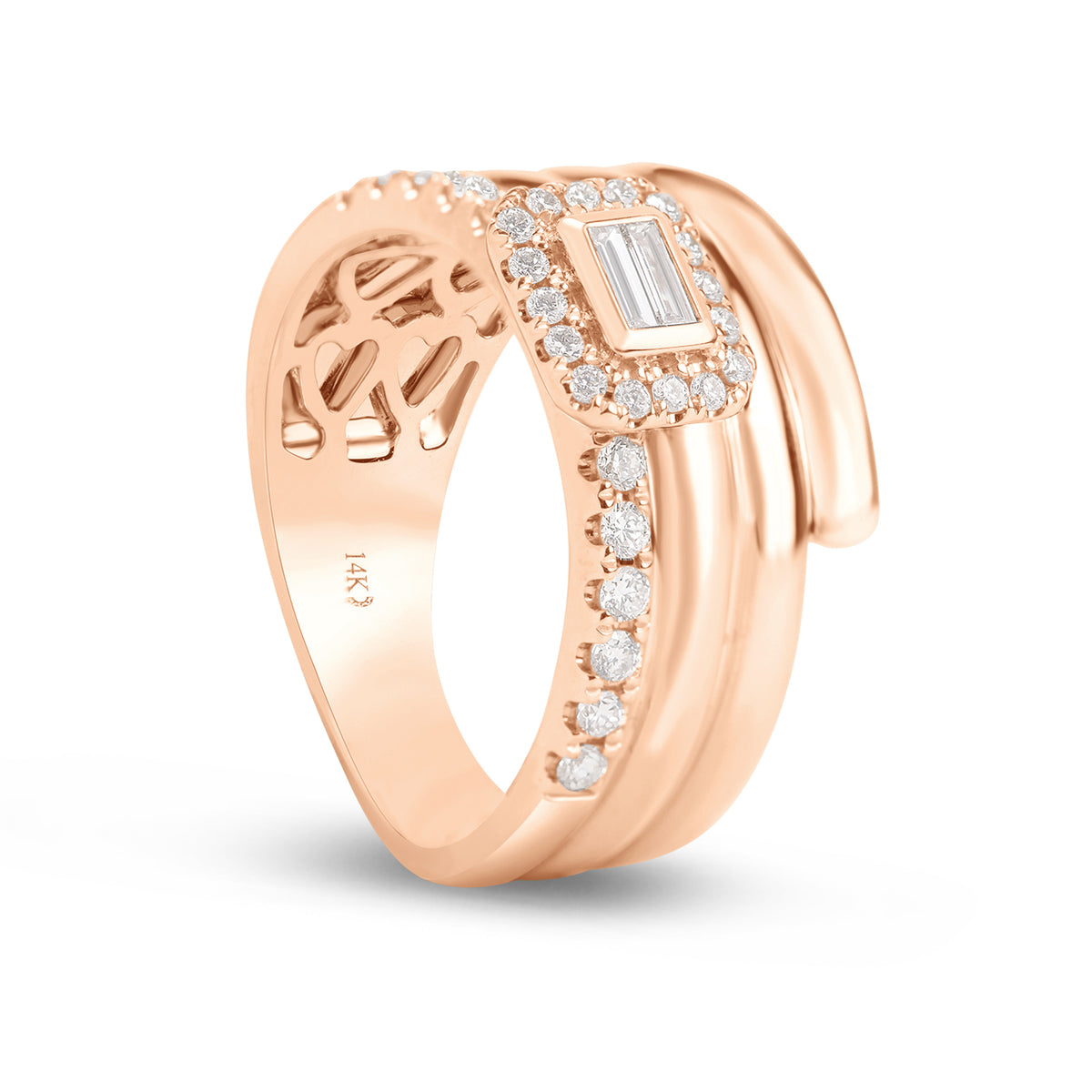 Diamond Baguette Groove Ring