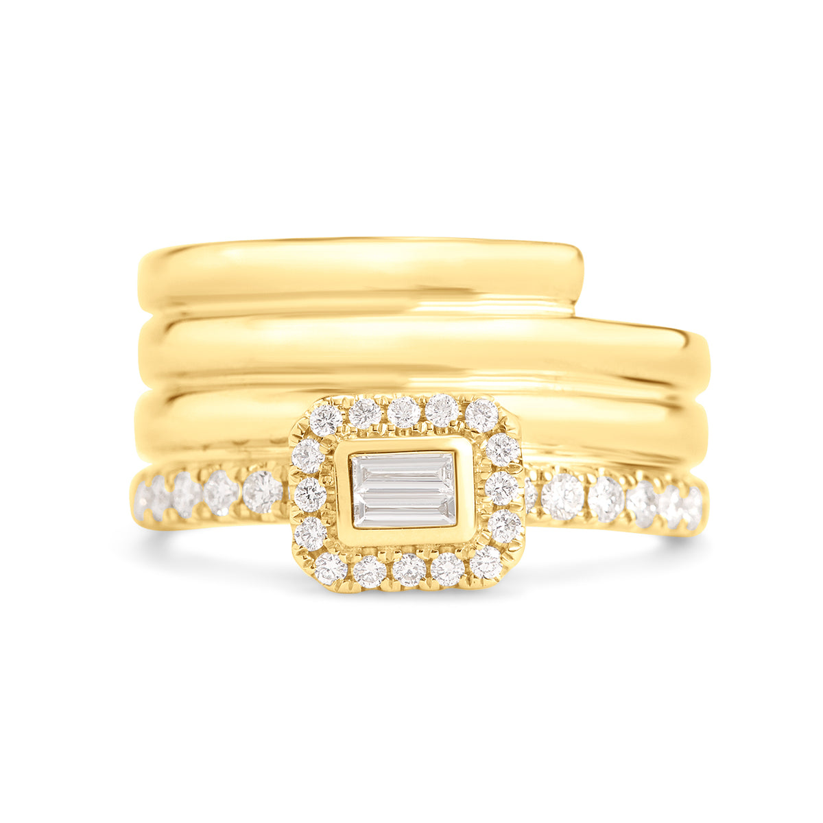 Diamond Baguette Groove Ring