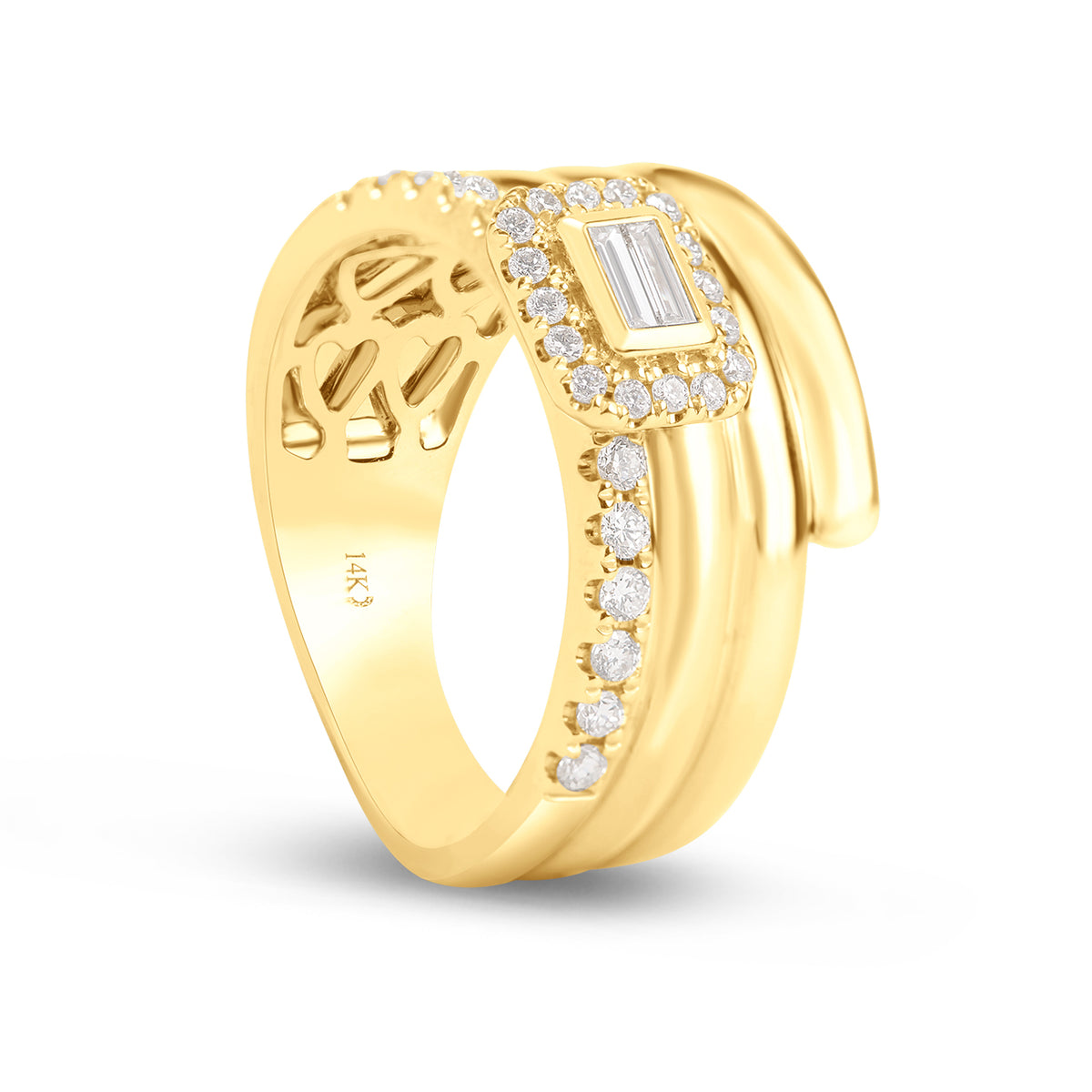Diamond Baguette Groove Ring