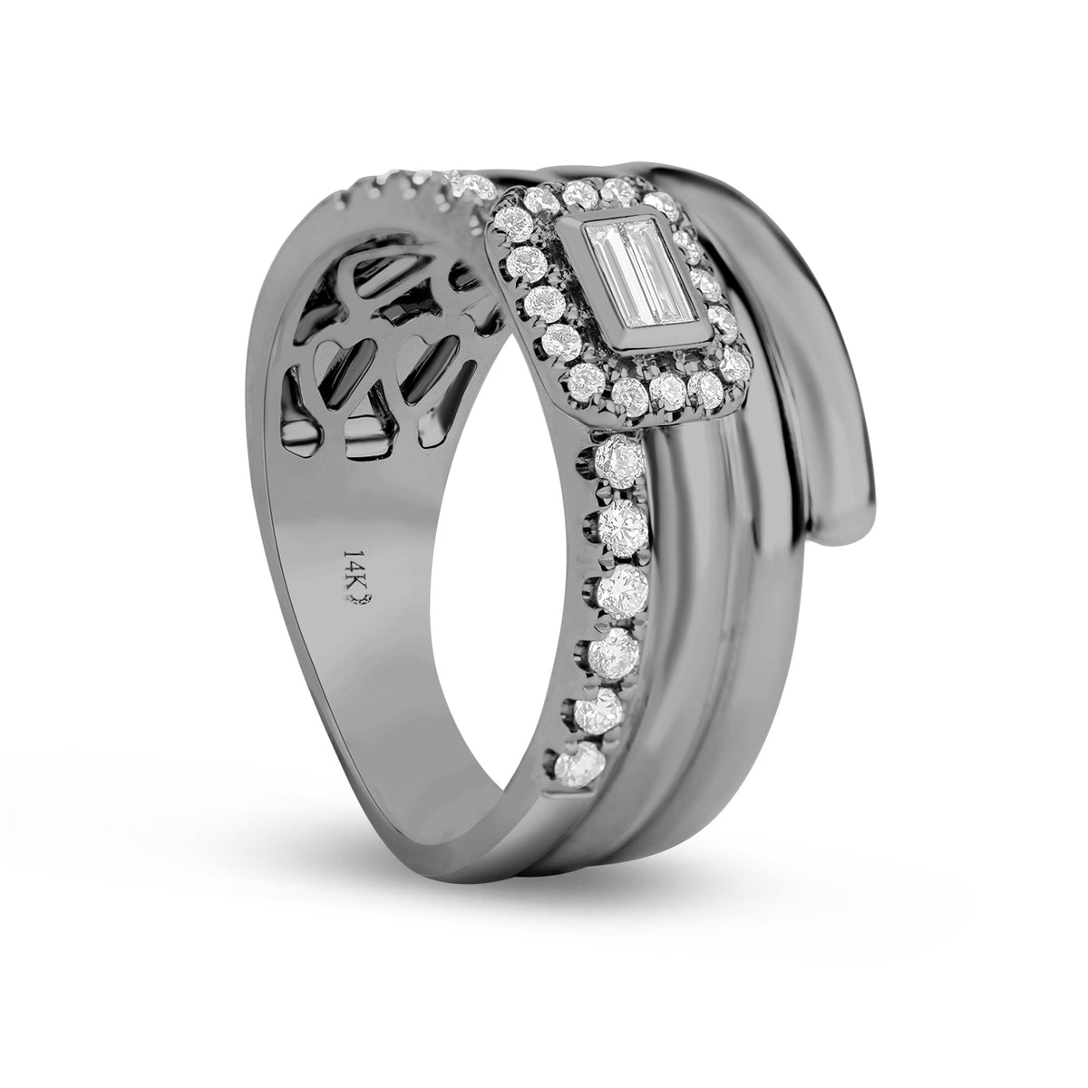 Diamond Baguette Groove Ring