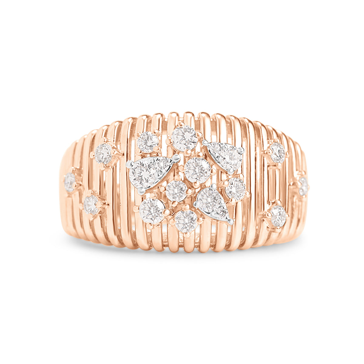 Diamond Ribbed Cluster Ring