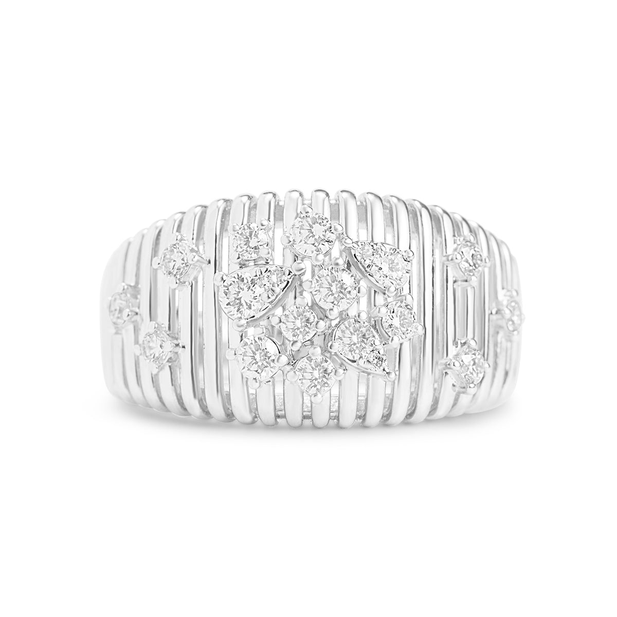 Diamond Ribbed Cluster Ring