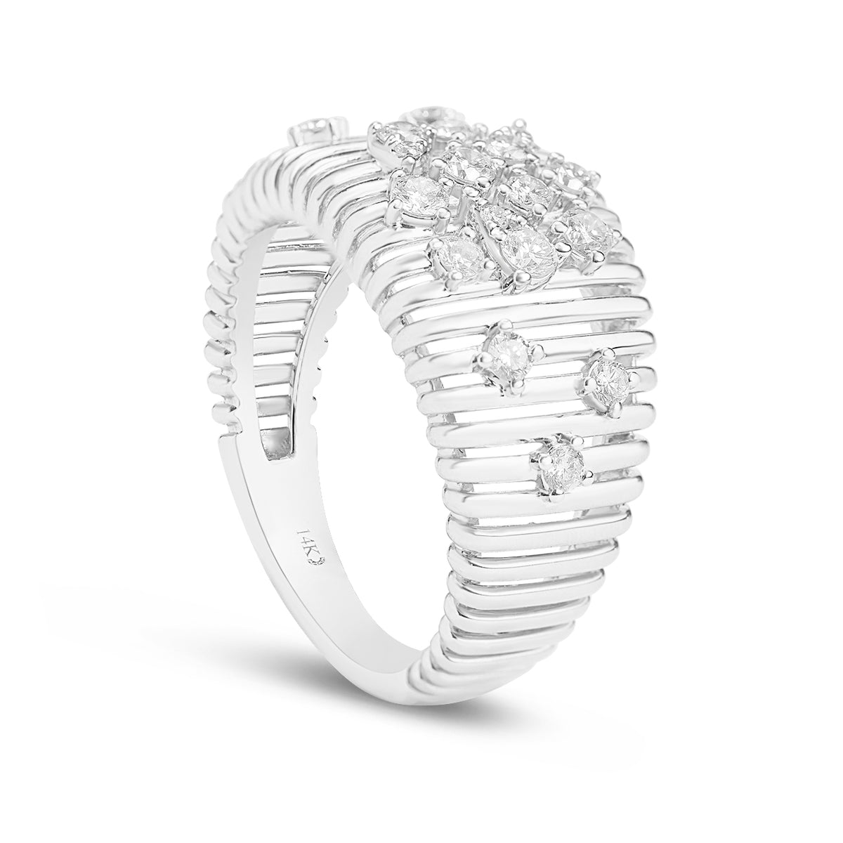 Diamond Ribbed Cluster Ring