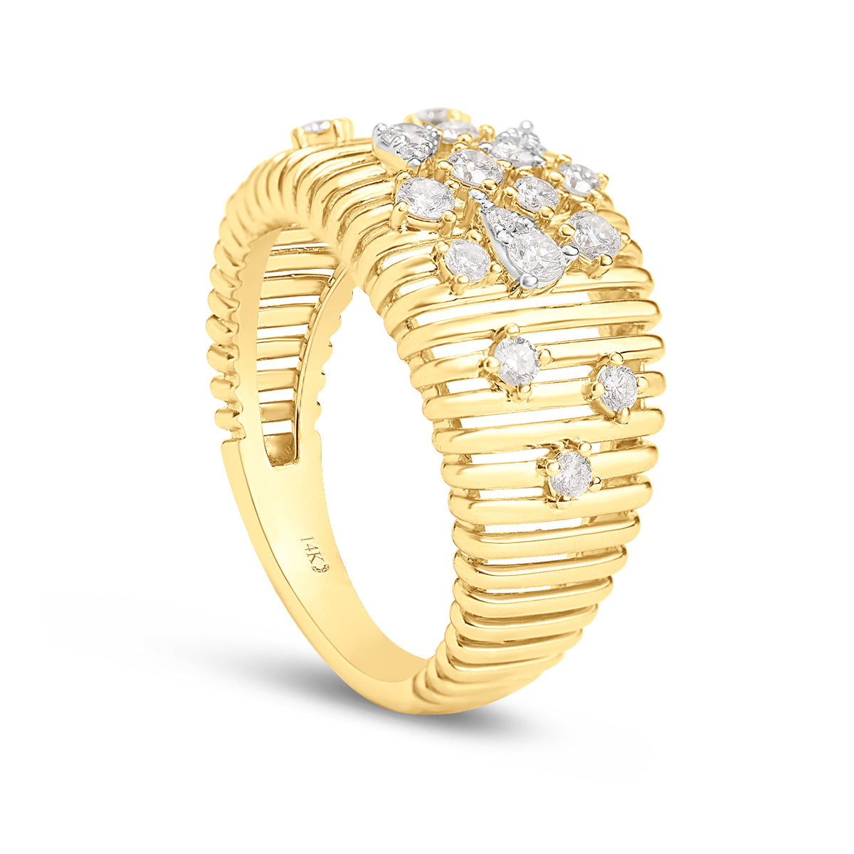Diamond Ribbed Cluster Ring
