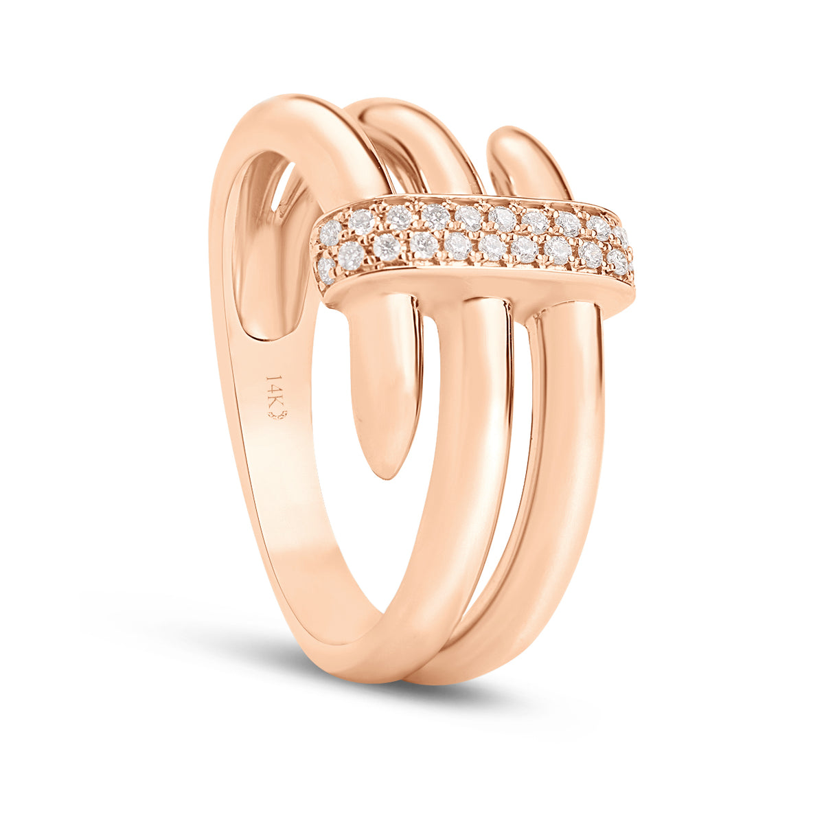 Diamond 3 Row Nail Ring