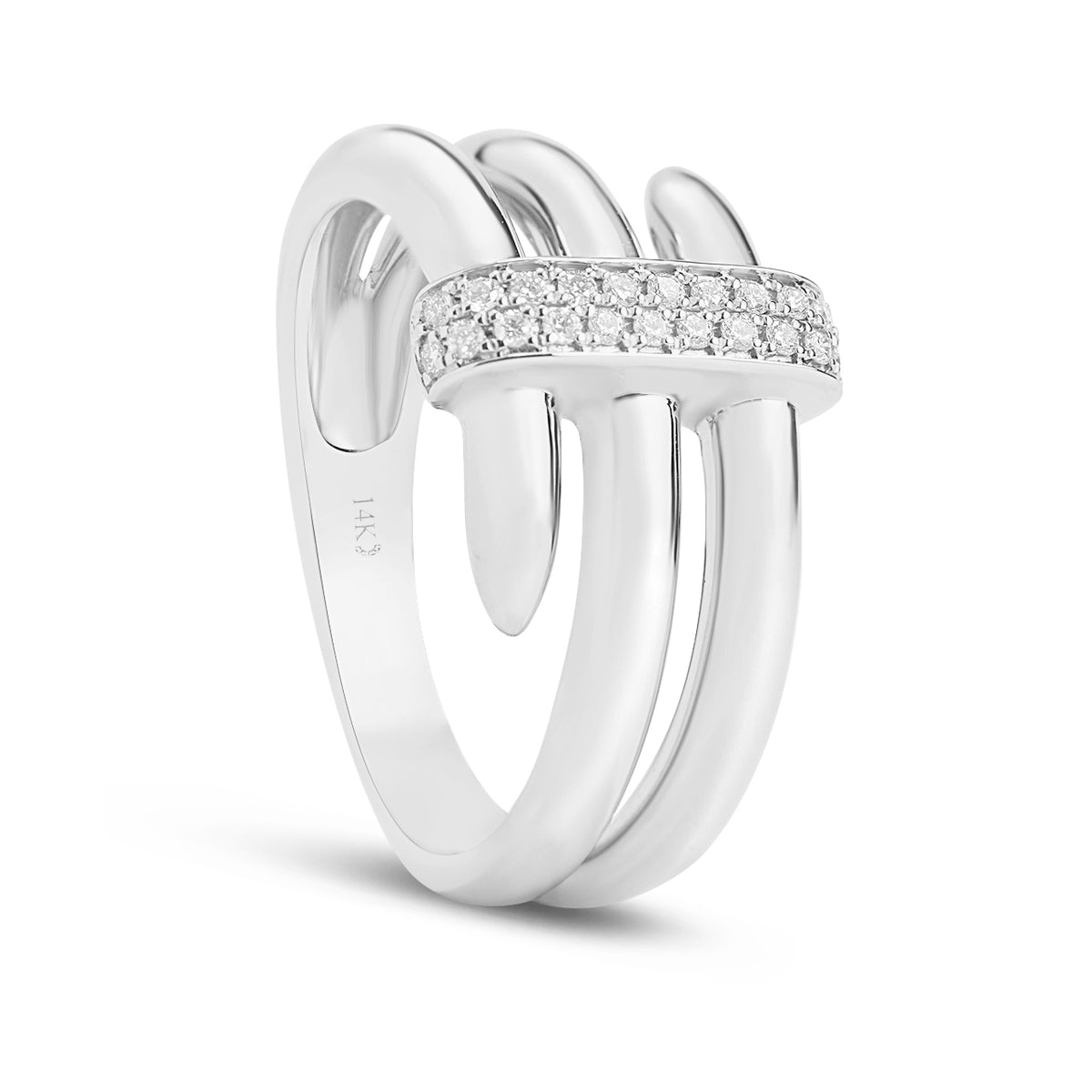 Diamond 3 Row Nail Ring