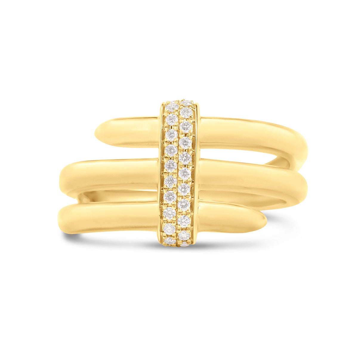Diamond 3 Row Nail Ring