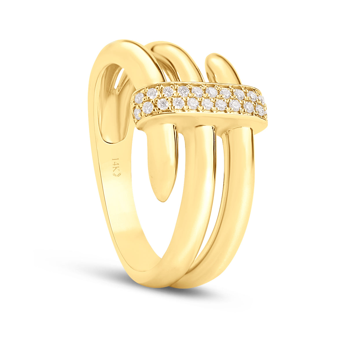 Diamond 3 Row Nail Ring