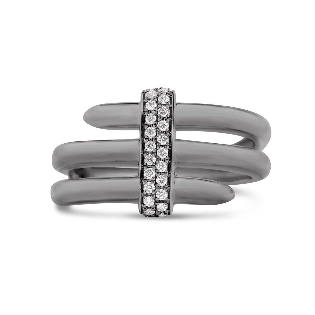 Diamond 3 Row Nail Ring