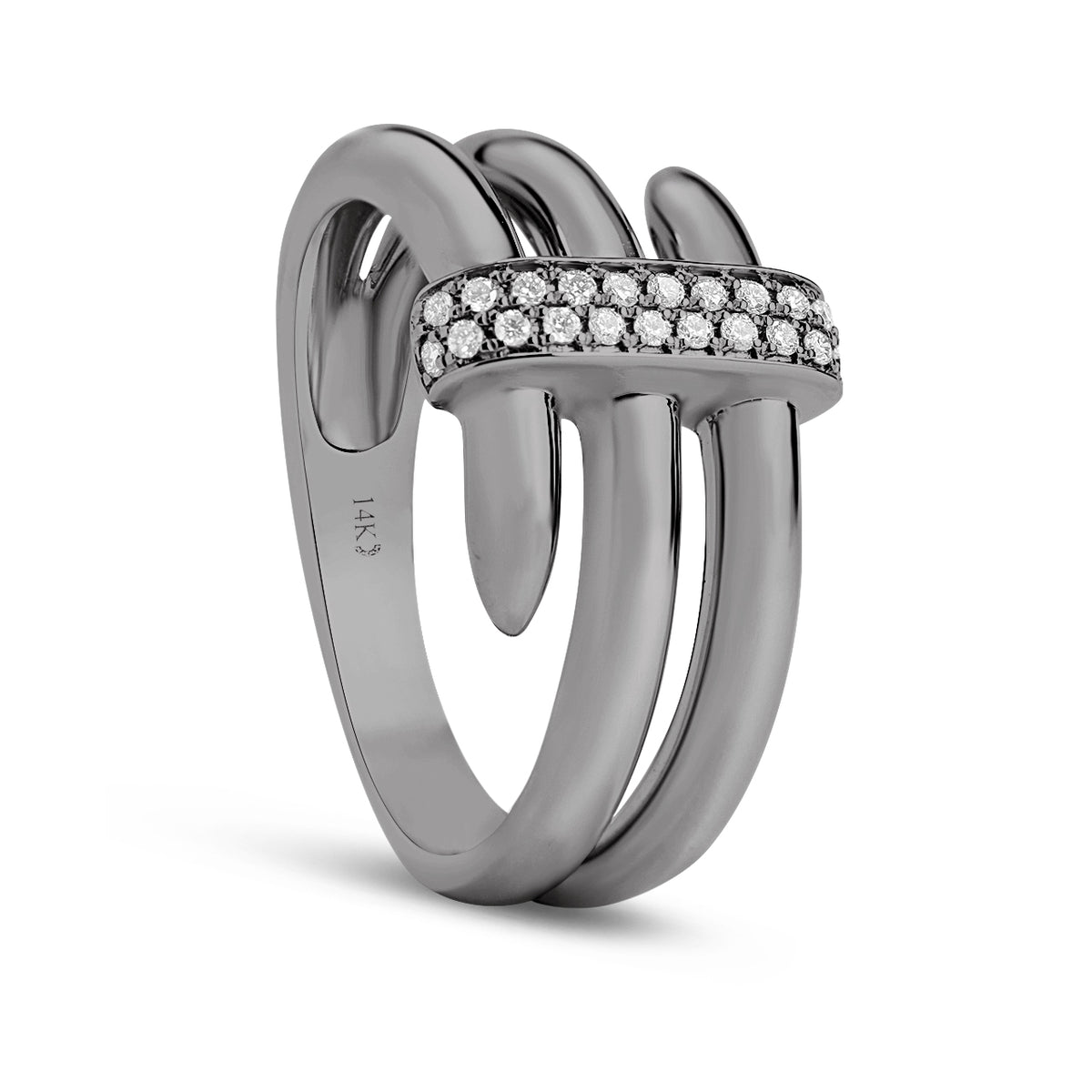 Diamond 3 Row Nail Ring