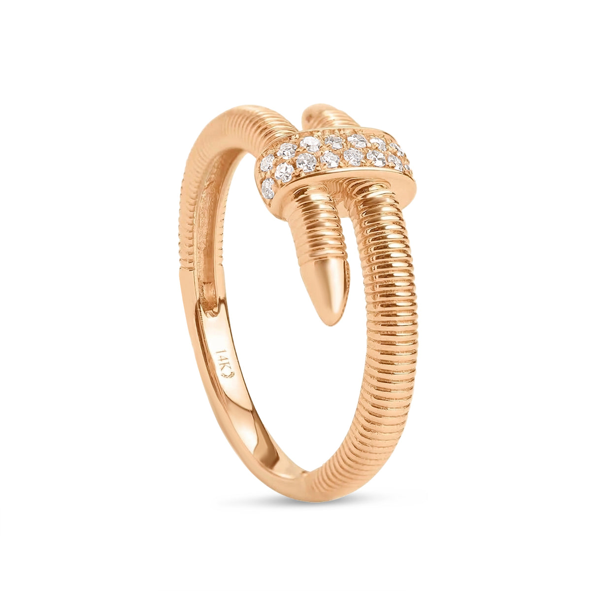 Diamond Ribbed Nail Ring