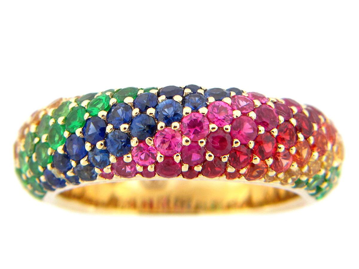 RAINBOW SAPPHIRE & TSAVORITE RING