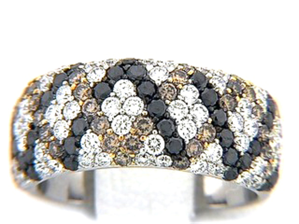 BLACK, BROWN & WHITE DIAMOND RING