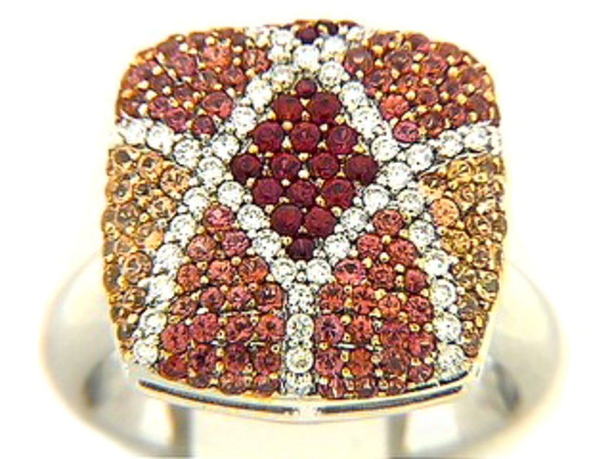 ORANGE SAPPHIRE & DIAMOND RING, 18KW (H/U), C=1.64