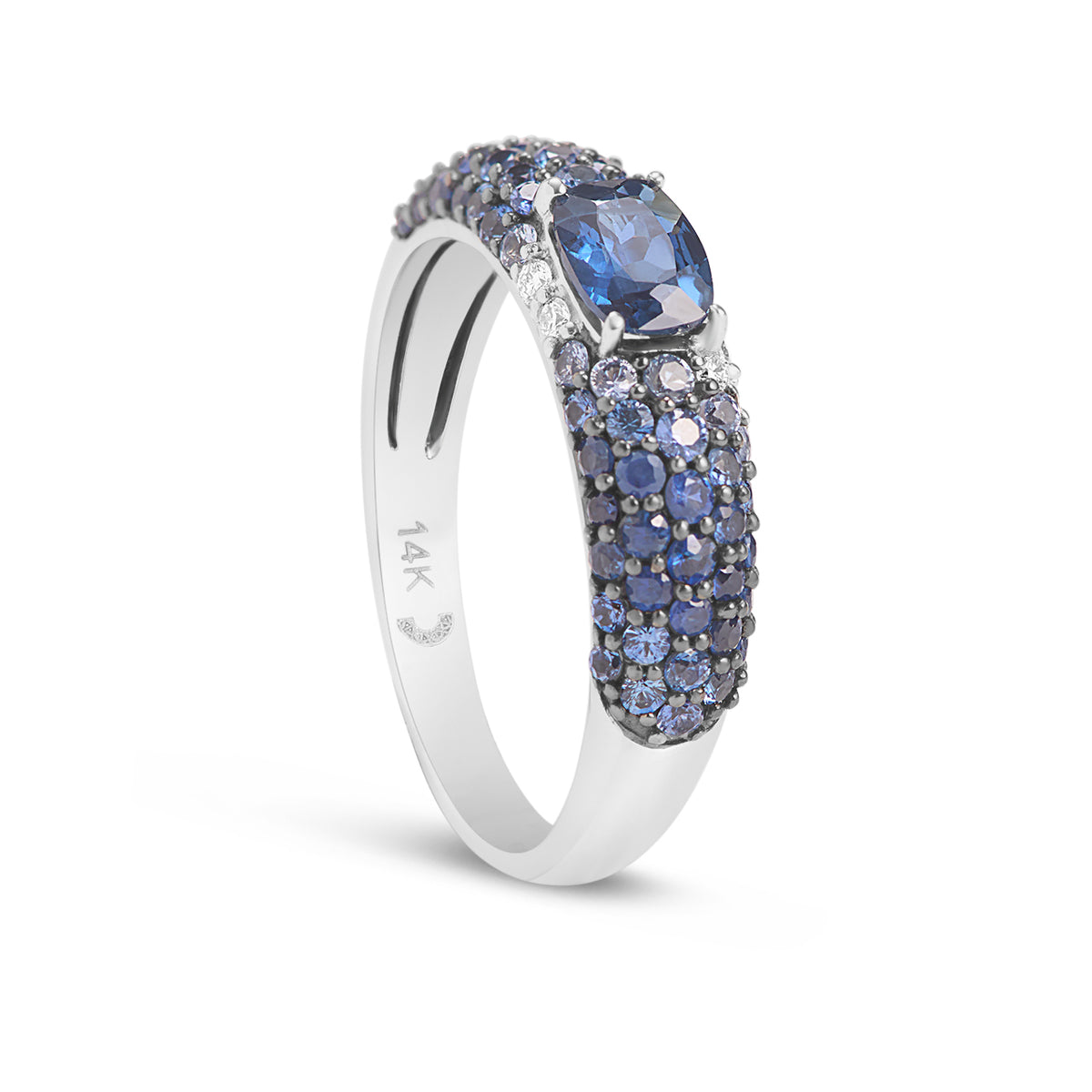 Sapphire & Diamond Cushion Ombre Ring