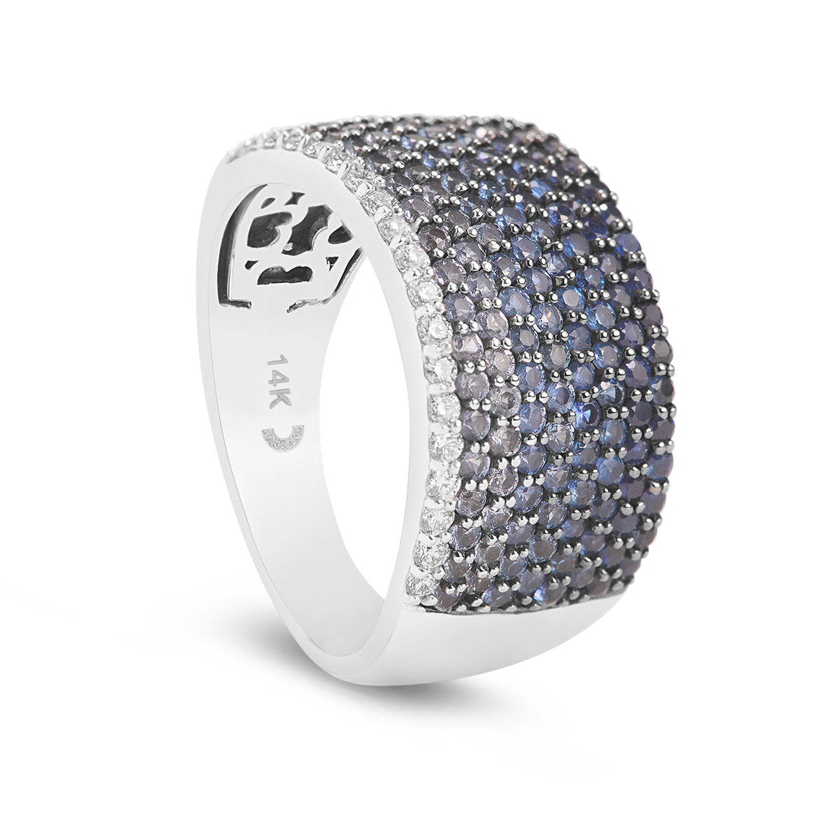Sapphire & Diamond Ombre Wide Band