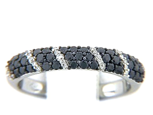 BLACK & WHITE DIAMOND RING, 14KW (R/H)