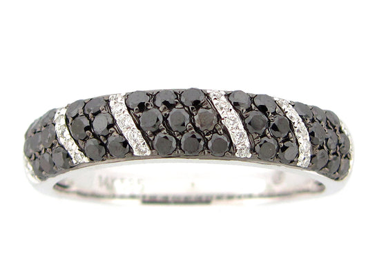 BLACK & WHITE DIAMOND RING, 14KW (R/H)