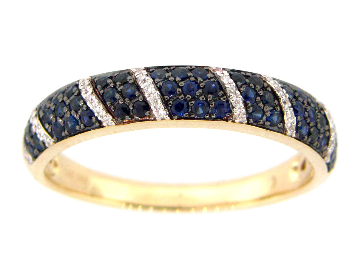 SAPPHIRE & DIAMOND RING, 14KY  (H), C=0.84 D=0.09