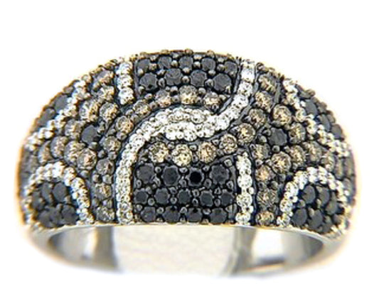 BLACK, BROWN & WHITE DIAMOND RING