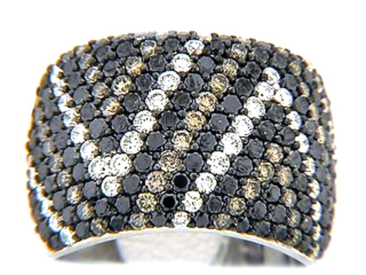 BLACK, BROWN & WHITE DIAMOND RING