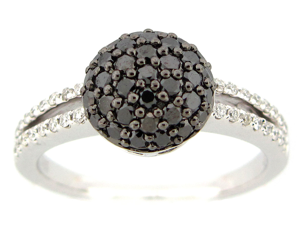 BLACK AND WHITE DIAMOND RING, 14KW (R/H)