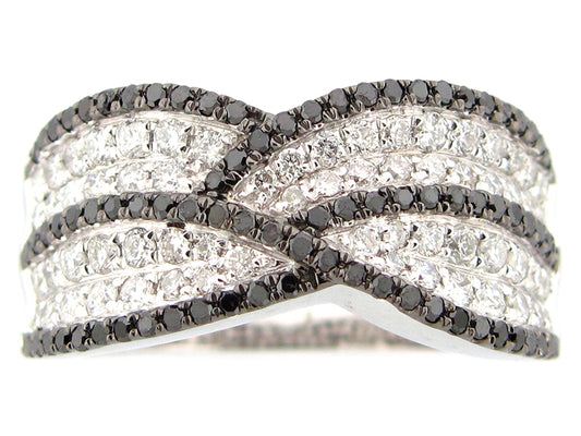 BLACK & WHITE DIAMOND RING, 14KW (R/H)