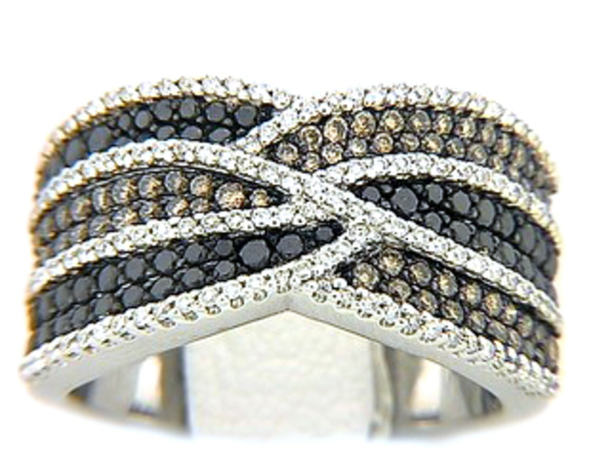 BLACK, BROWN & WHITE DIAMOND RING