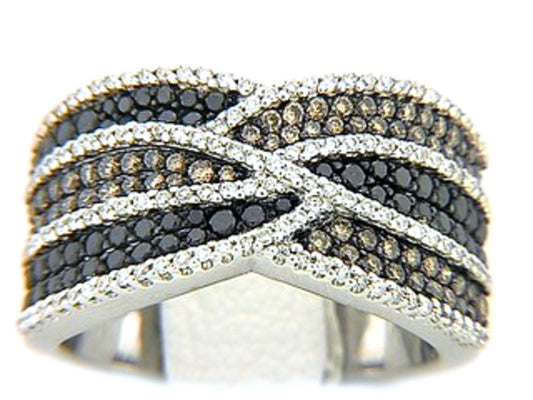 BLACK, BROWN & WHITE DIAMOND RING