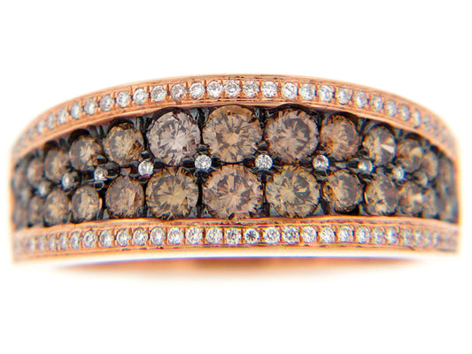 BROWN & WHITE DIAMOND RING, 18KR (N)