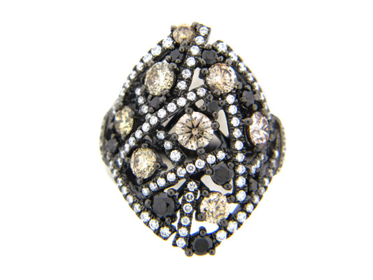 BLACK, BROWN & WHITE DIAMOND RING