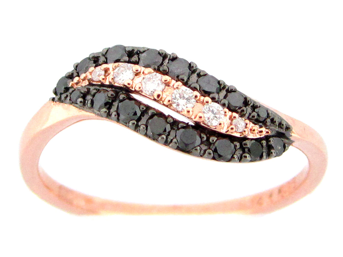 BLACK & WHITE DIAMOND RING, 14KR (R/H)