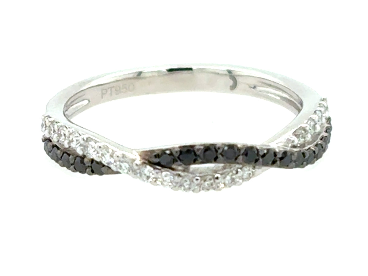 Black White Diamond Twist Ring