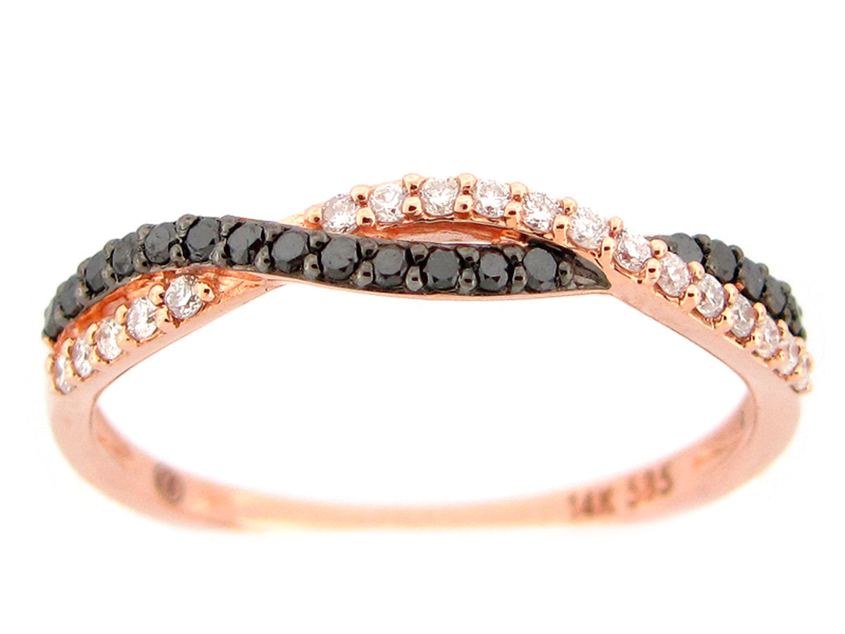 Black White Diamond Twist Ring