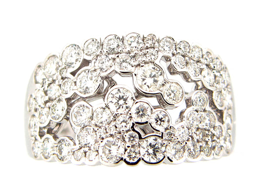 DIAMOND BUBBLE BEZEL RING, 14KW (N)