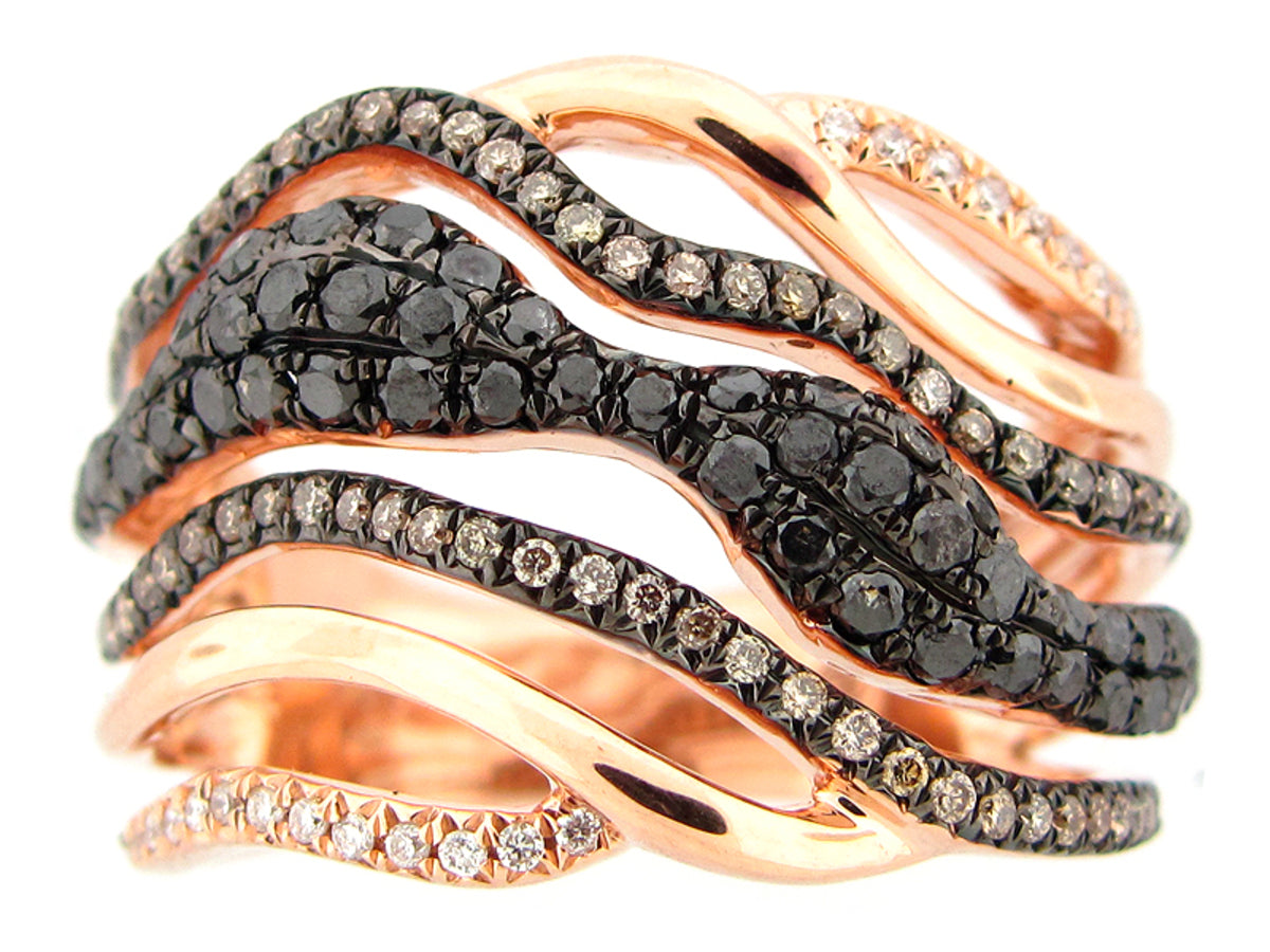 BLACK, BROWN & WHITE DIAMOND RING