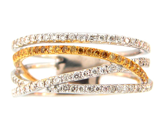 YELLOW & WHITE DIAMOND RING, 14KW (N)
