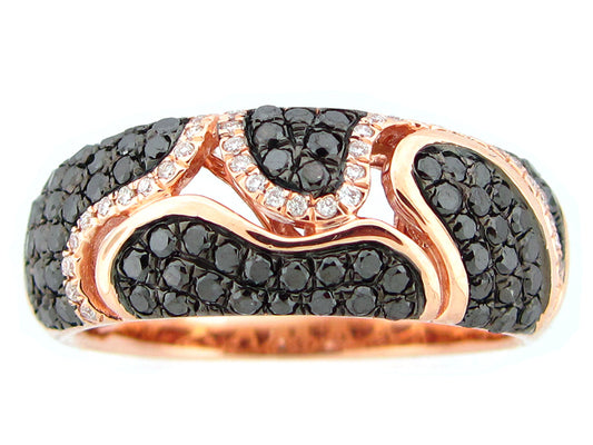 BLACK & WHITE DIAMOND RING, 14KR (R/H)