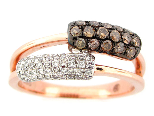 BROWN & WHITE DIAMOND RING, 14KR (N)
