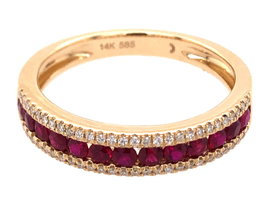 RUBY ROUNDS & DIAMOND CHANNEL RING