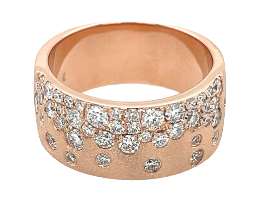 DIAMOND FLUSH SET CIGAR BAND 8.7 MM RING, CLOSED BACK JACKET, SATIN FINISH, 14KR (N)