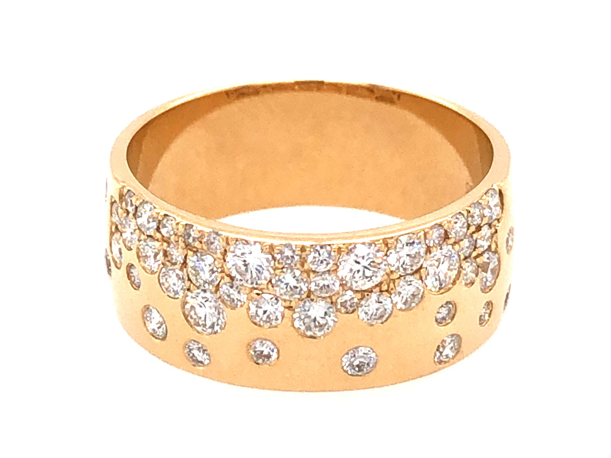 DIAMOND FLUSH SET CIGAR BAND 8.7MM RING, 14KY (N)